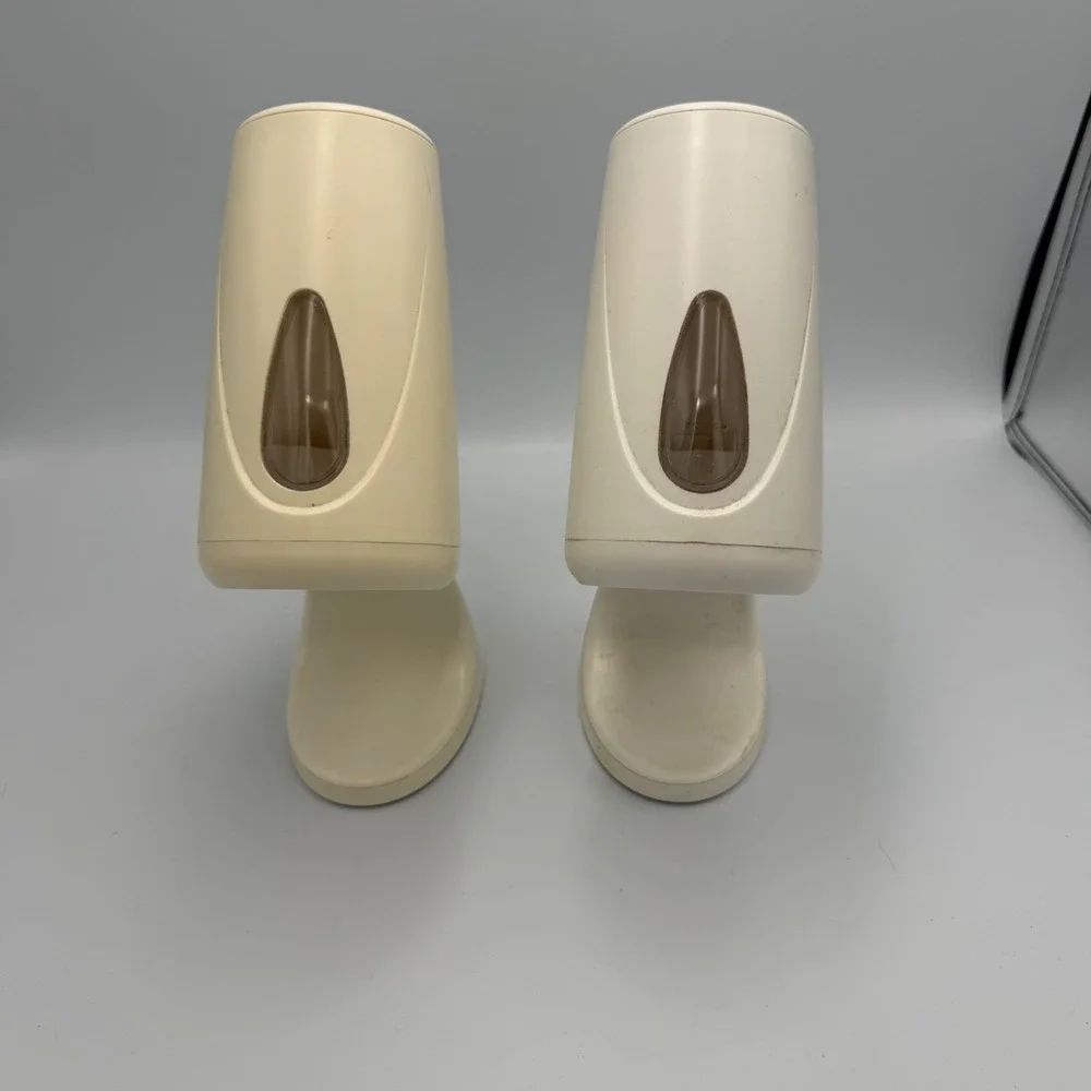Dixie Cup Dispenser Set Cream Beige Curved Modern Bathroom Countertop Vintage